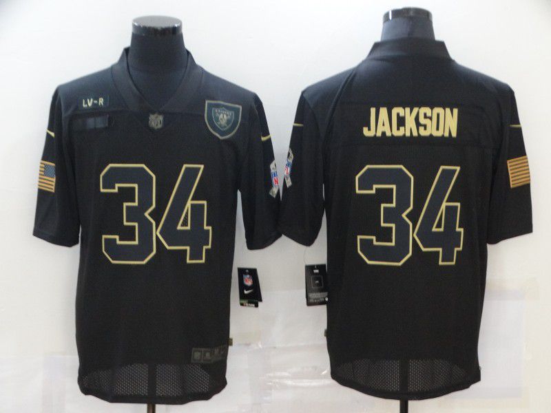 Men Okaland Raiders #34 Jackson Black gold lettering 2020 Nike NFL Jersey->oakland raiders->NFL Jersey